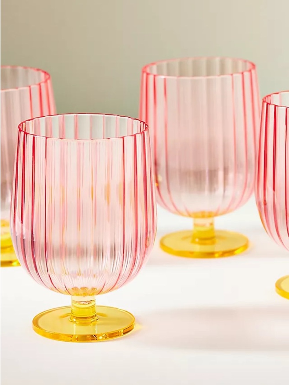 Anthropologie Raquel Scalloped Acrylic Goblets, Set Of 4
